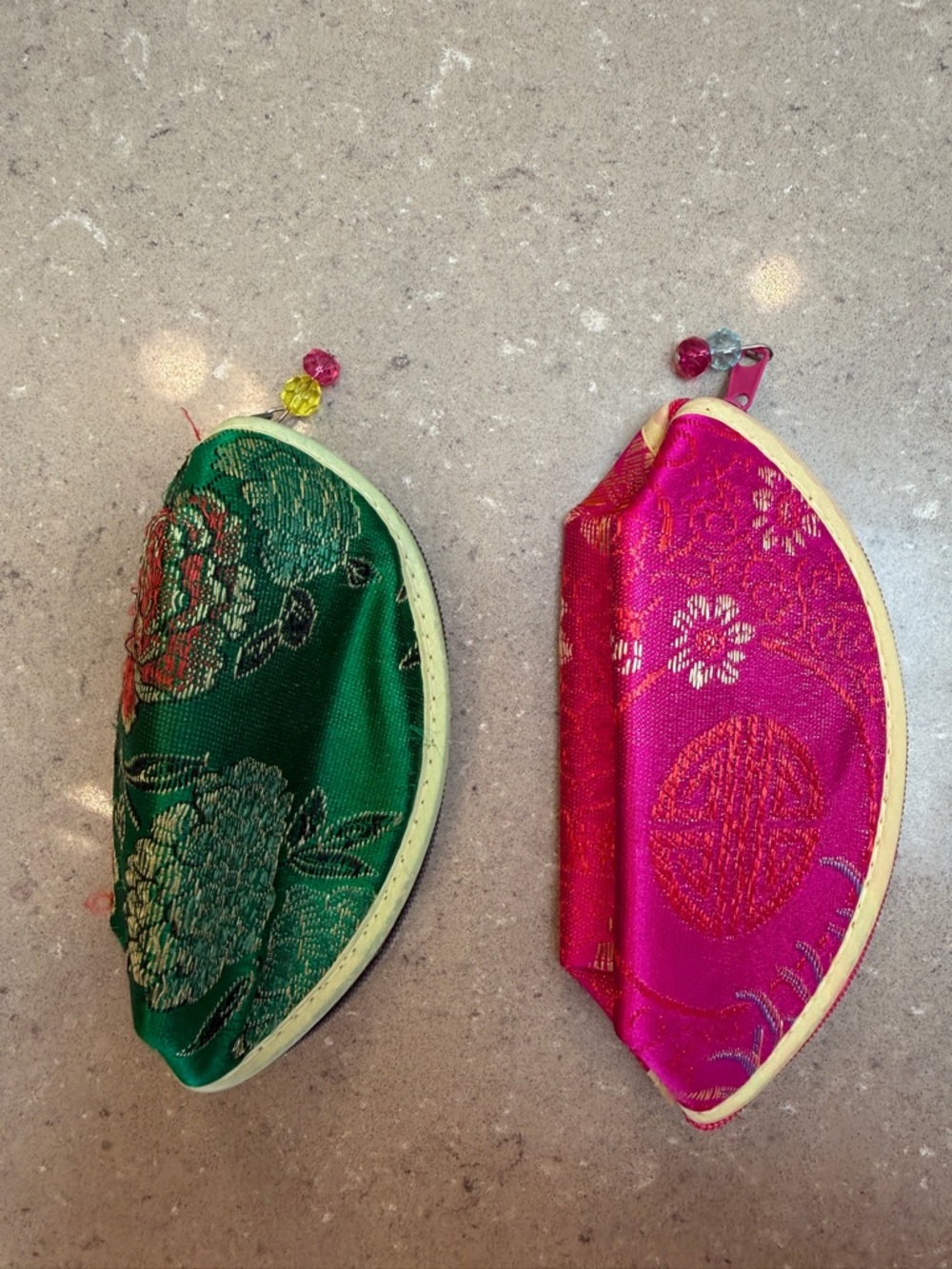 New Brocade Coin Pouches for Mahjong or parking money etc - Green & Fuchsia 🀄️